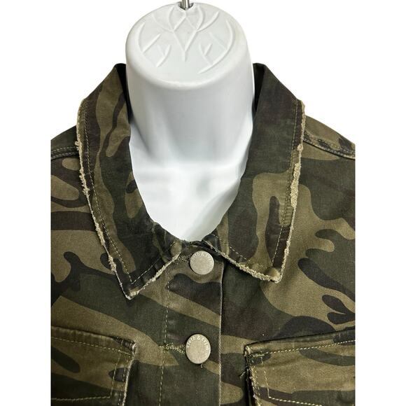 Cloth & Trim Camouflage Jacket Sz M Animal Print Button Front Camo Cotton - Picture 5 of 9
